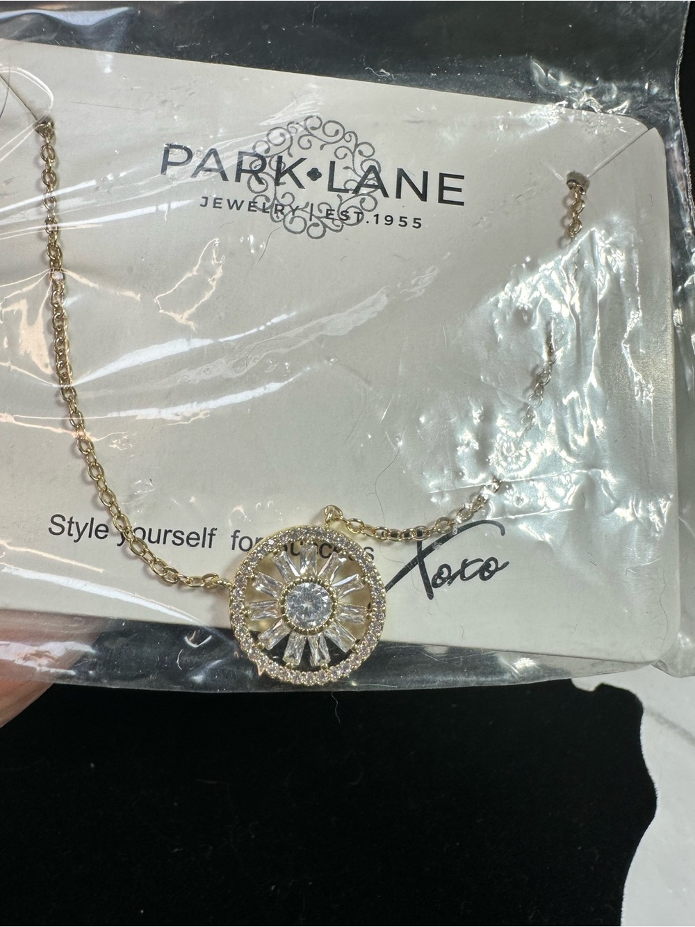 Park Lane Gold Sunburst Crystal Pendant Necklace